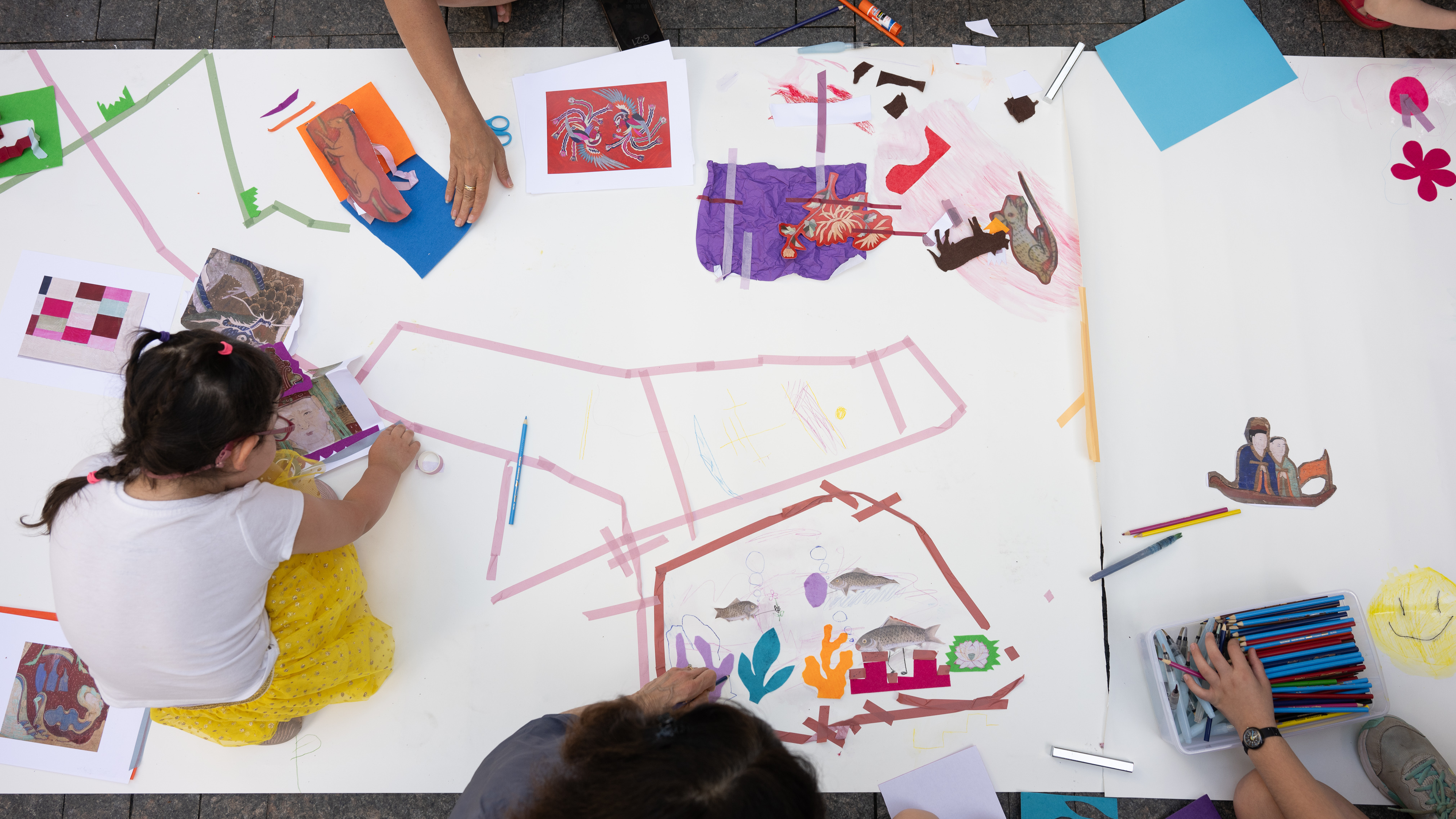 A child making art.